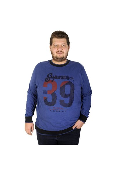 ModeXL Ανδρικό φούτερ Mode Xl Plus Size Thirty Nine 19135 Indigo