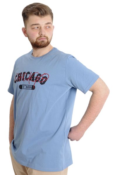 ModeXL Ανδρικό T-shirt Mode Xl Large Size Chicago 23105 Μπλε