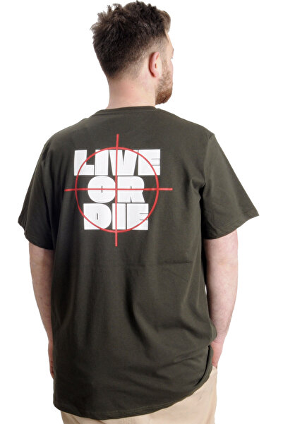 ModeXL Mode Xl Великий розмір Чоловіча футболка Lıve Or Dıe 23124 Хакі
