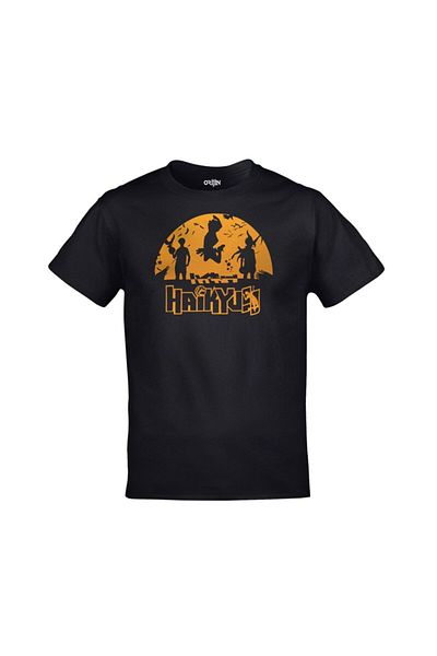 Orijin Tekstil Unisex Μαύρο μπλουζάκι με στάμπα Haikyuu Anime