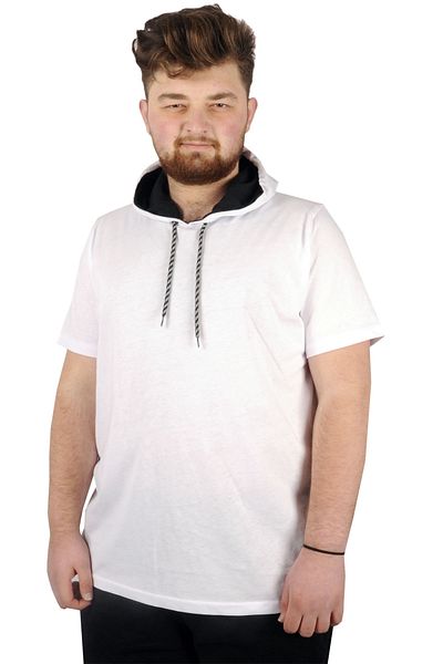 ModeXL Mode Xl Large Size Oversize Tshirt Crew Neck Hood Basic 21115 Λευκό
