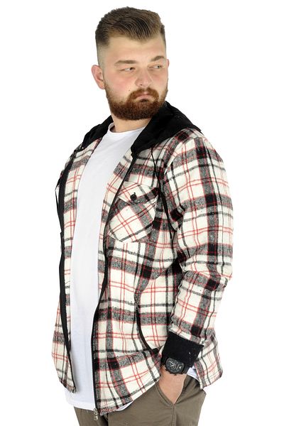 ModeXL Mode XL Ανδρικό κάλυμμα με φερμουάρ με κουκούλα τσέπης Ξυλοκόπος 21572 Ecru