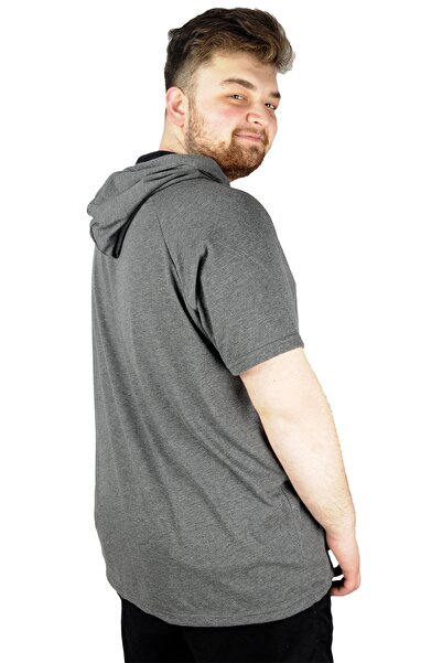 ModeXL Mode Xl Μπλουζάκι μεγάλου μεγέθους Raglan Hooded 22117 Antramelange