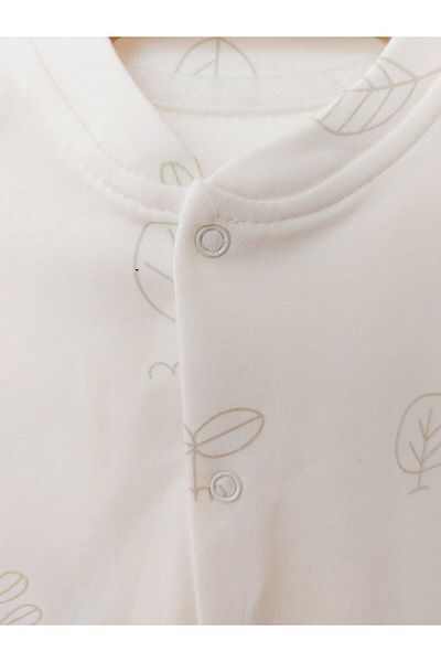 Wity Baby 100% Cotton Leaf Patterned Natural Jumpsuit