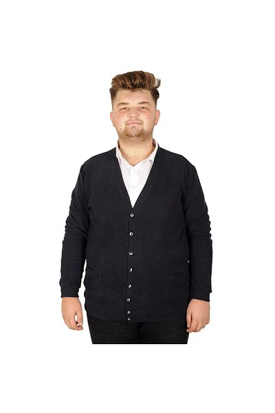 ModeXL Mode XL Plus Size Ανδρική ζακέτα Vanize Thessaloniki με κουμπί 20548 Σκούρο μπλε