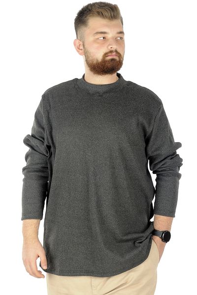 ModeXL Mode Xl Μεγάλο Μακρυμάνικο Πουλόβερ Μισό Ψαρά 22558 Ανθρακί