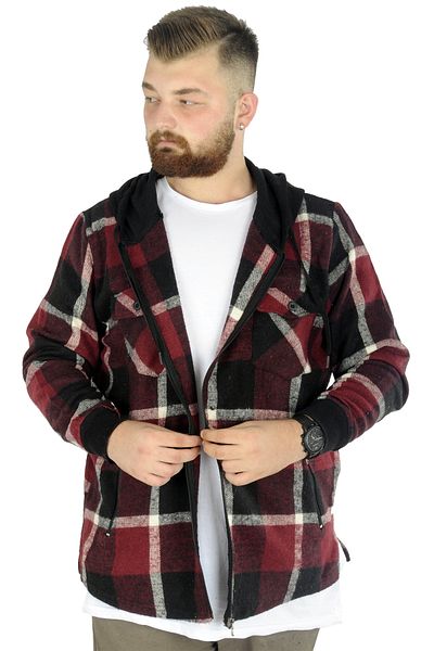 ModeXL Mode Xl Ανδρικό κάλυμμα με φερμουάρ με κουκούλα τσέπης Ξυλοκόπος 21572 Plum