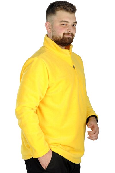 ModeXL Mode Xl Men's Sweat Polo Collar Half Zip Fleece 22548 Yellow