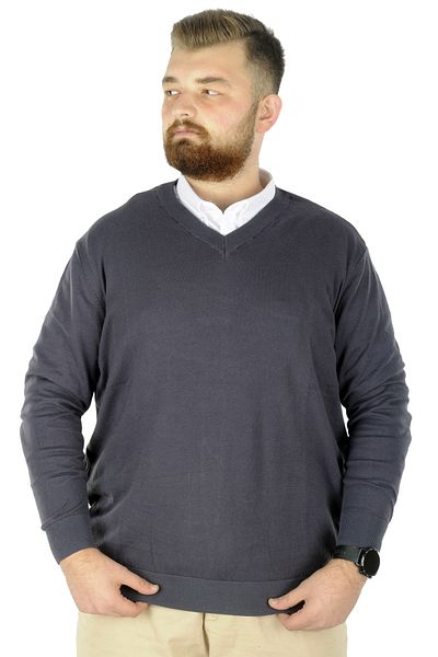 ModeXL Mode Xl Πουλόβερ μεγάλου μεγέθους V-Neck 22206 Smoked