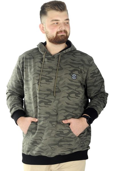 ModeXL Mode Xl Ανδρικό Φούτερ με κουκούλα καγκουρό Καμουφλάζ 22547 Χακί