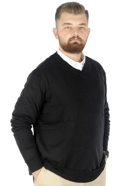 ModeXL Mode Xl Plus Size Sweater V-Neck 22206 Black