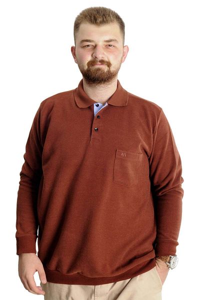 ModeXL Mode Xl Μεγάλο μέγεθος Ανδρικό Sweat Polo Selanik Basic 20441 Cinnamon