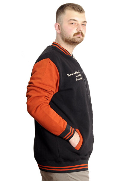 ModeXL Mode XL Large Size Men's College Coat Printed Jacket 23631 Black