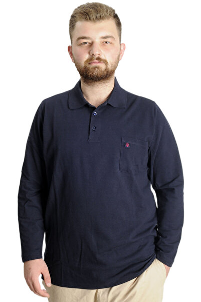 ModeXL Mode Xl Великий розмір Чоловіча футболка Polo Classic U.kol Cepli 22446 Синій