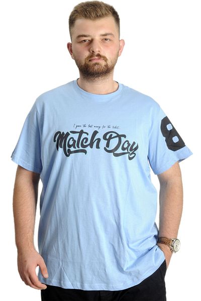 ModeXL Ανδρικό μπλουζάκι Mode XL Plus Size Bis Collar Match Day 23155 Μπλε