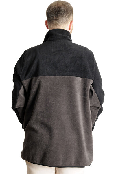 ModeXL Mode XL Ανδρικός γιακάς πόλο φούτερ με μισό φερμουάρ Fleece 22552 Smoked