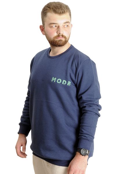 ModeXL Ανδρικό φούτερ Mode XL Plus Size με λαιμόκοψη Mode 23529 Indigo