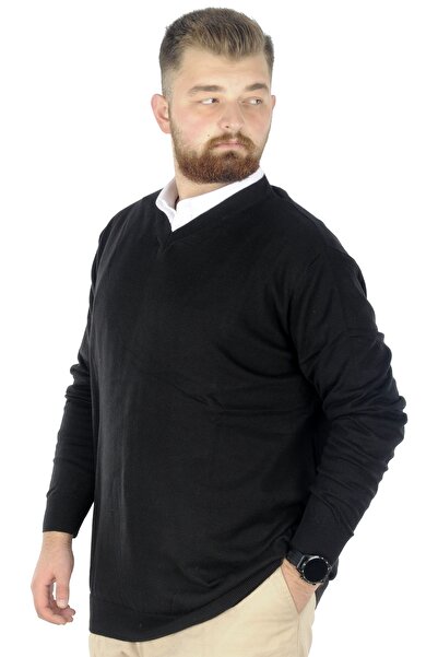 ModeXL Mode Xl Plus Size Sweater V-Neck 22206 Black