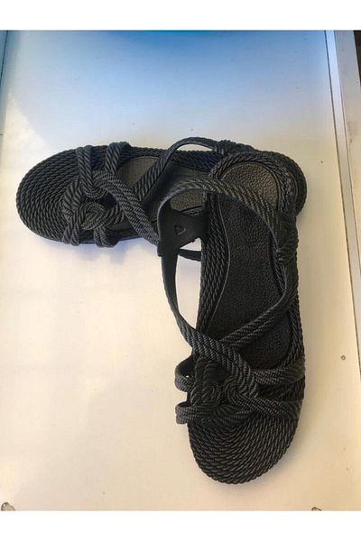 KAŞGAR Μαλακά σανδάλια με πλεκτά σχέδια, αντιολισθητική σόλα, μαύρα 33
