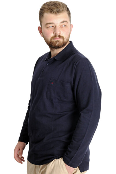 ModeXL Mode Xl Великий розмір Чоловіча футболка Polo Classic U.kol Cepli 22446 Синій