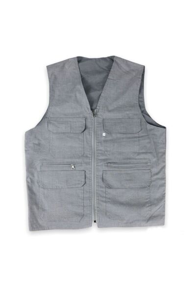 GZLFASHION Men's Multi-Pocket Lined Linen Hunter Vest