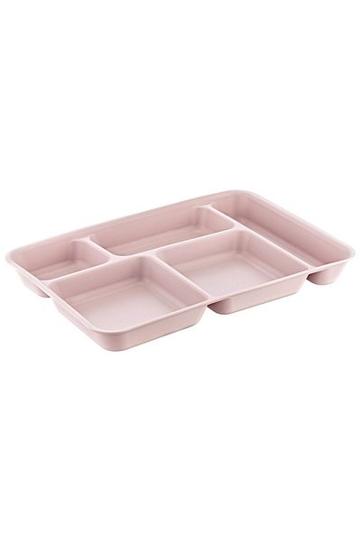 HOLLYHOME Table D'hôte 5 Compartments Luxury Plastic Picnic Food Serving Plate Powder Table 21x31x3,3(H) Cm