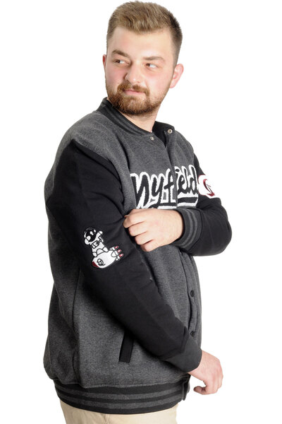 ModeXL Ανδρικό κολεγιακό παλτό Mode XL Plus Size My Field 23626 Antramelange