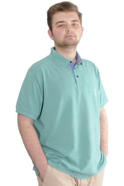 ModeXL Men's Polo Neck Embroidered T-Shirt - Oversize, Green, Mode XL 20553