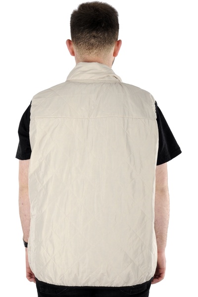 ModeXL Mode Xl Large Size Men's Vest with Quilted Collar 22601 Beige