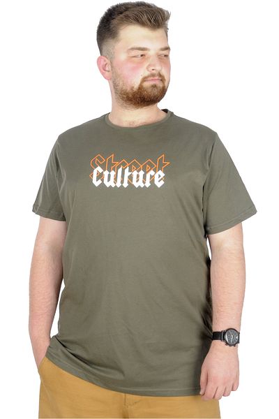 ModeXL Mode Xl Μπλουζάκι μεγάλου μεγέθους Bis Collar Culture 22191 Χακί