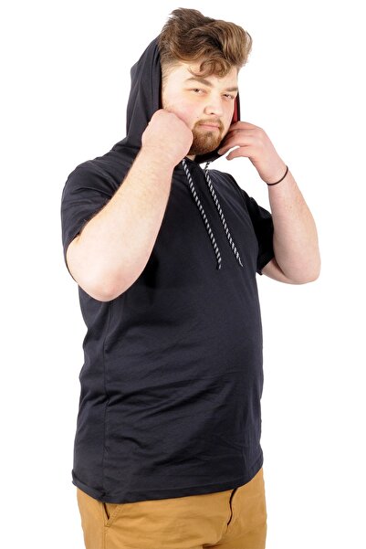 ModeXL Mode Xl Large Size Oversize Tshirt Hooded Basic 21115 Navy Blue