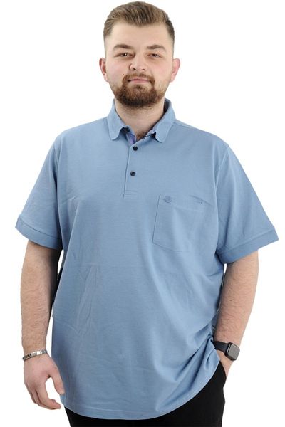 ModeXL Tricou supradimensionat pentru bărbați Mode Xl, cu gât polo, Stiucă clasică cu buzunar 20552 Albastru