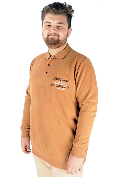 ModeXL Mode Xl Ανδρικό Sweat Polo Thessaloniki Κεντημένο 20442 Μπεζ