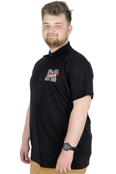 ModeXL Mode Xl Μπλουζάκι μεγάλου μεγέθους Polo Embroidery M 22343 Μαύρο