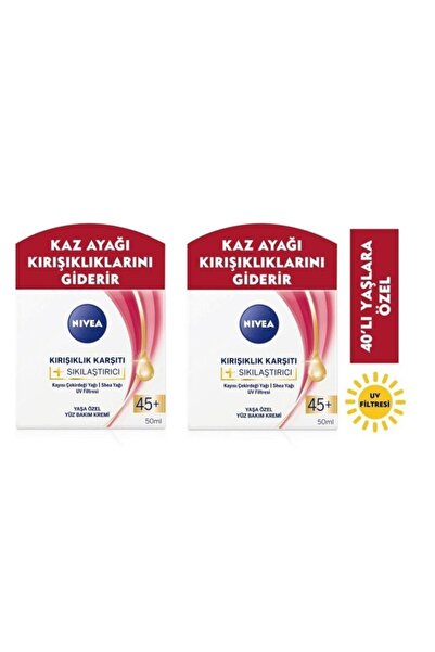 NIVEA Yüz Kremi Sıkılaştırıcı Kırışıklık Karşıtı 45 Yaş + 50 Ml 2 Adet
