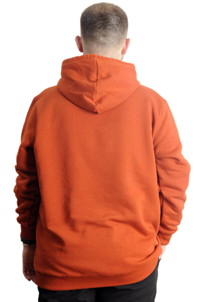 ModeXL Ανδρική τσέπη καγκουρό με κουκούλα - Plus Size Basic 20562 Cinnamon