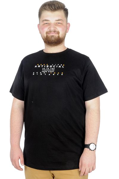 ModeXL Μπλουζάκι Mode Xl Μεγάλο Μέγεθος Bis Neck Antisocial 22187 Μαύρο
