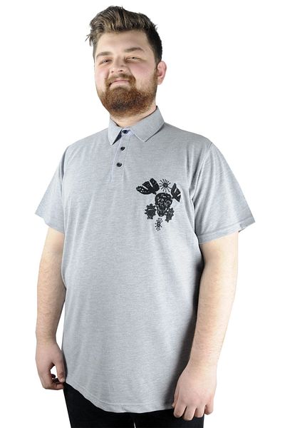ModeXL تي شيرت رجالي من Mode Xl بولو جمجمة 22304 رمادي ميلانج