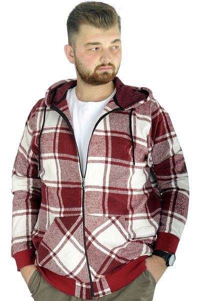 ModeXL Mode Xl Men's Lumberjack Hooded Sweat Pocket 21574 Plum