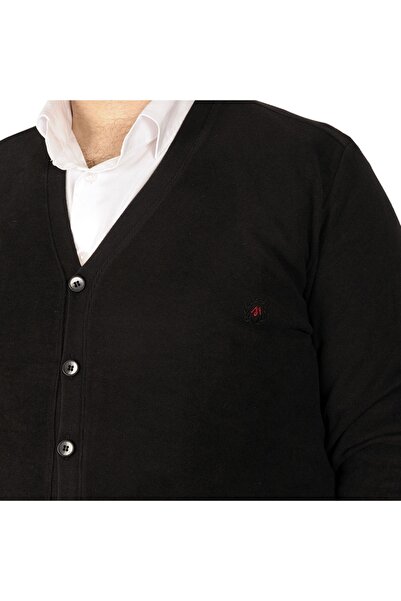 ModeXL Mode XL Large Size Men's Cardigan Vanize Thessaloniki Buttoned 20548 Black