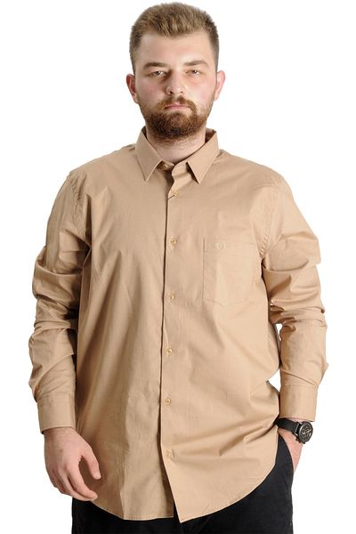 ModeXL Mode XL Plus Size Ανδρικό Ukol Pocket Lycra Poplin 20350 Καφέ
