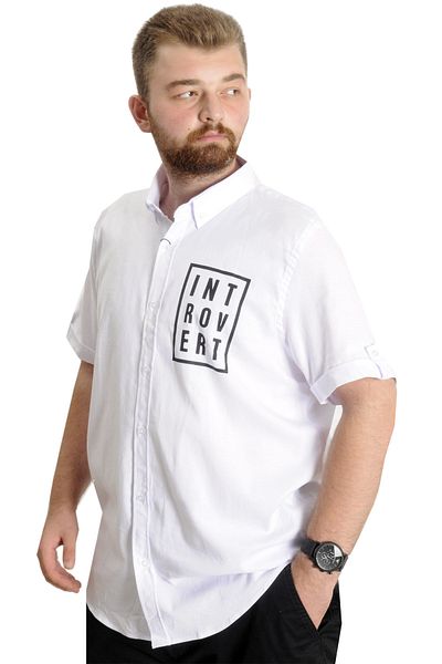 ModeXL Ανδρικό πουκάμισο Gabardine μεγάλου μεγέθους Mode XL INTROVERT 23304 Λευκό