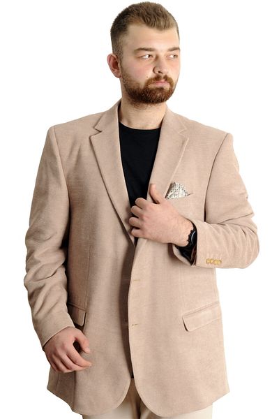 ModeXL Mode Xl Ανδρικό Μπουφάν Mono Collar Blazer 23026 Μπεζ