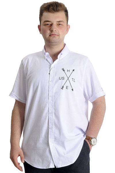 ModeXL Mode Xl Ανδρικό πουκάμισο Gabardine μεγάλου μεγέθους Hustle 23306 Λευκό