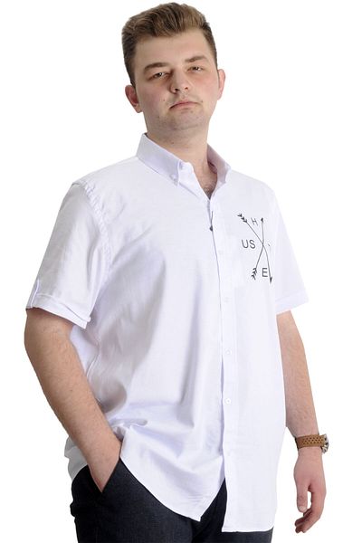 ModeXL Mode Xl Ανδρικό πουκάμισο Gabardine μεγάλου μεγέθους Hustle 23306 Λευκό