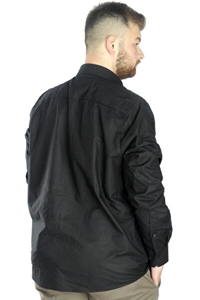 ModeXL Чоловіча лляна сорочка з кишенями Mode Xl Plus Size 20386k Black