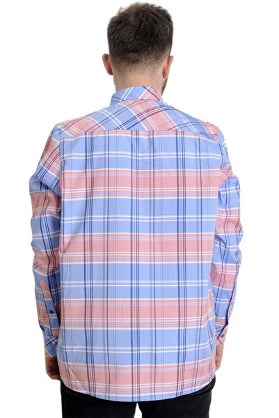 ModeXL Ανδρικό πουκάμισο - Mode XL, Plus Size, Καρό, Μακρυμάνικο, Πούδρα 23300