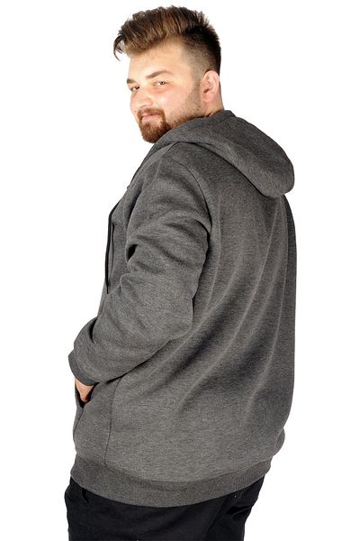 ModeXL Mode Xl Plus Size Ανδρικός ιδρώτας με φερμουάρ Basic 20543 Antramelange