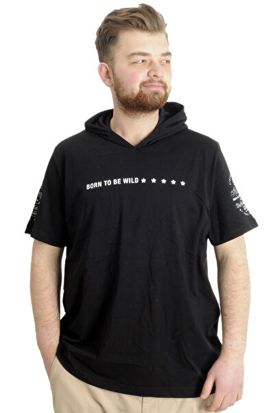 ModeXL Mode Xl Ανδρικό T-shirt με κουκούλα Born To Be Wild 23122 Μαύρο
