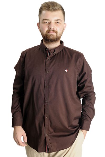 ModeXL Mode Xl Ανδρικό πουκάμισο μεγάλου μεγέθους U.skit Tom Oxford 23303 Καφέ